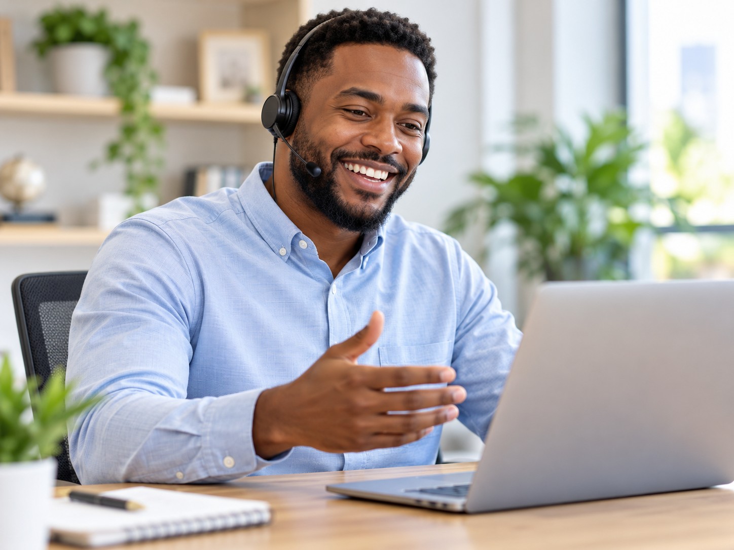 Customer service professional speaking with a customer